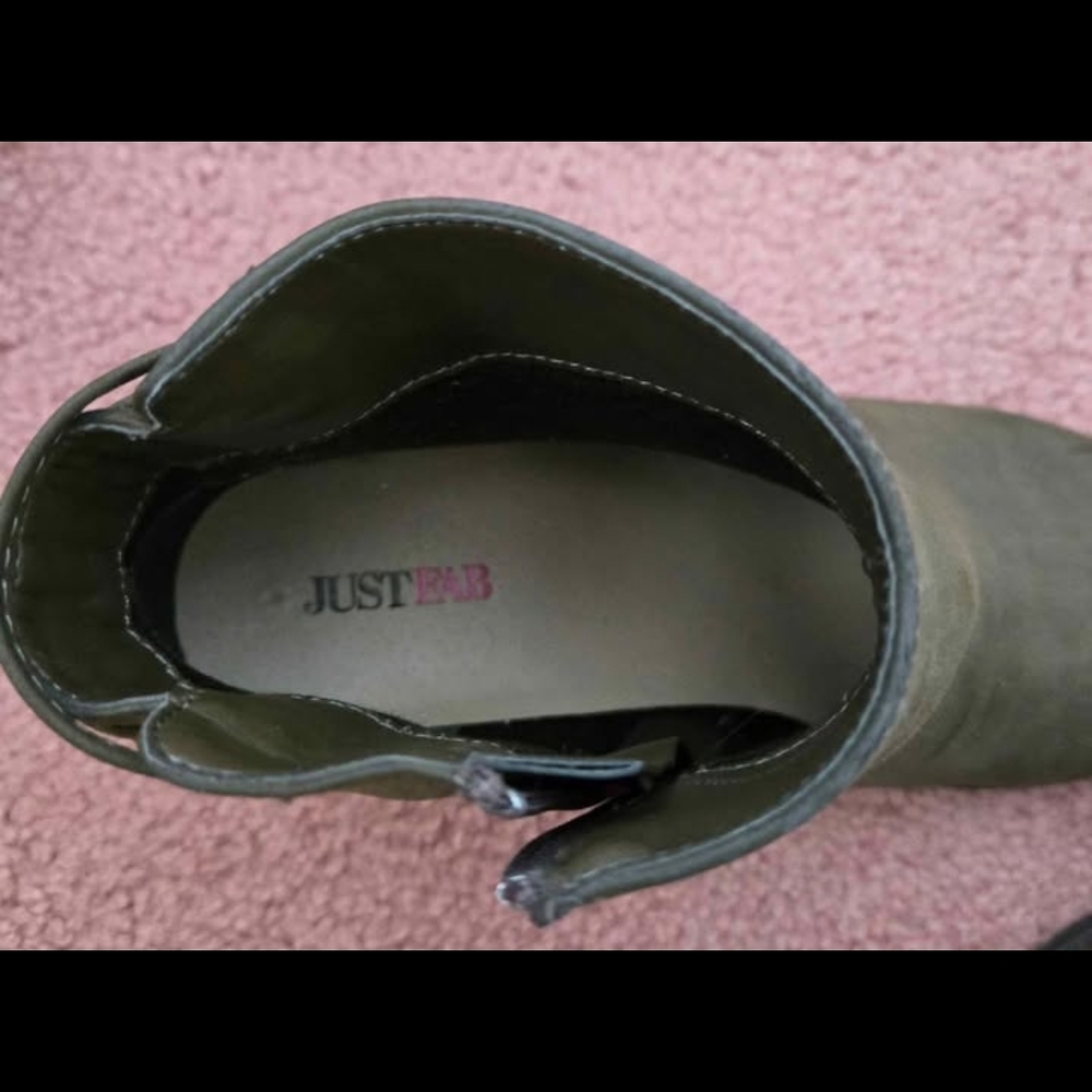 JustFab Khaki Ankle Booties - Picture 2 of 3